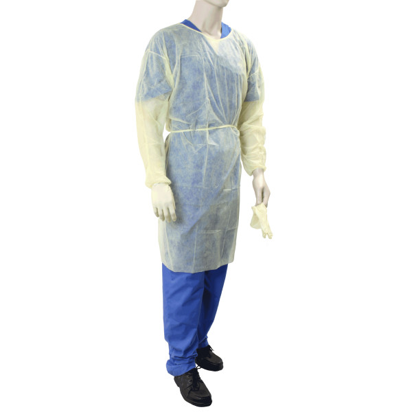 Isolation Gown Fluid Resistant Universal, Yellow 50/Case