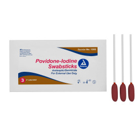 Povidone-Iodine Swabsticks, 3 swabsticks per packet