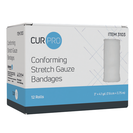 Stretch Gauze Bandage Roll – 3″, Non-sterile 12/bx