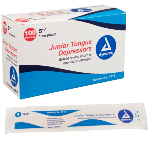 Junior Tongue Depressors, Sterile 5 1/2″, Wood 100/BX