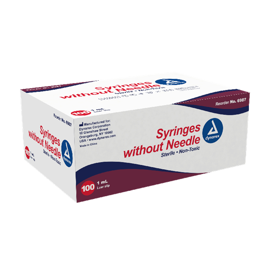 Syringe without Needle, Luer Slip, 1cc 100Count