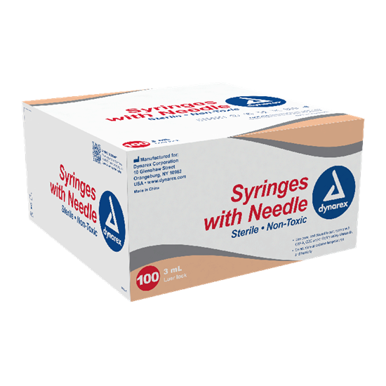 Syringe with Needle, Luer Lock, 3ml – 25G – 5/8″ 100Count