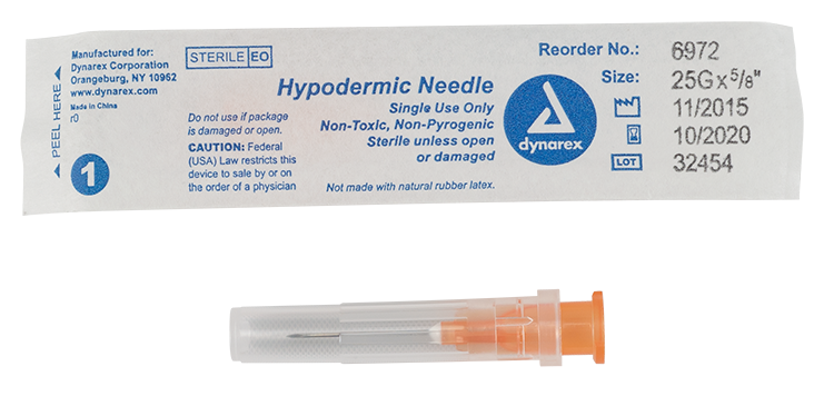 Hypodermic Needle – Non-Toxic 25G x 5/8″, 100 Count