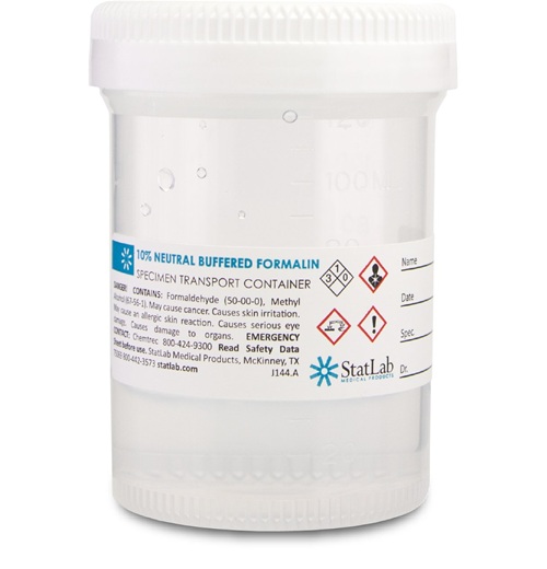 Prefilled Formalin Container 30 mL Fill in 60 mL (2 oz.) Screw Cap Warning Label NonSterile 10count