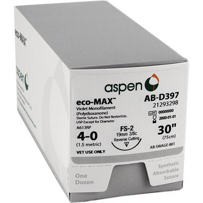 VET PDO Surgical Sutures, Size 4, 30″ Thread with 19mm 3/8 Reverse Cutting Circle Needle. Violet. 12/Pkg